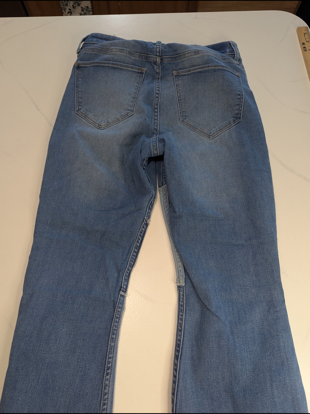 Hollister Patchwork High Rise Flare Raw Hem Soft Stretch Juniors Size 11R 30/31 - Picture 9 of 10